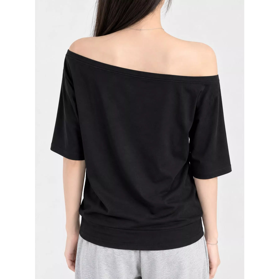 Boat Neck Short Sleeve T-Shirt Apparel and Accessories
