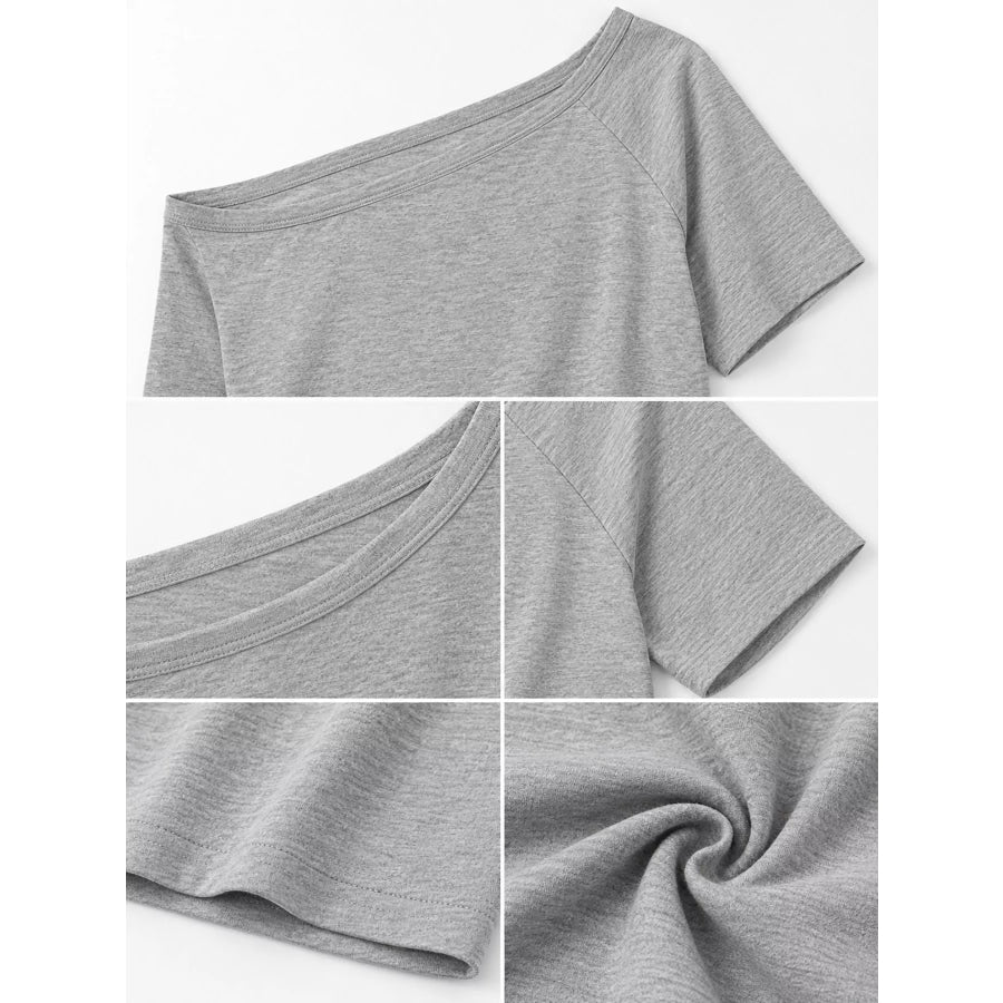 Boat Neck Short Sleeve T-Shirt Apparel and Accessories