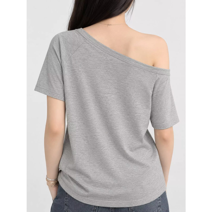 Boat Neck Short Sleeve T-Shirt Apparel and Accessories