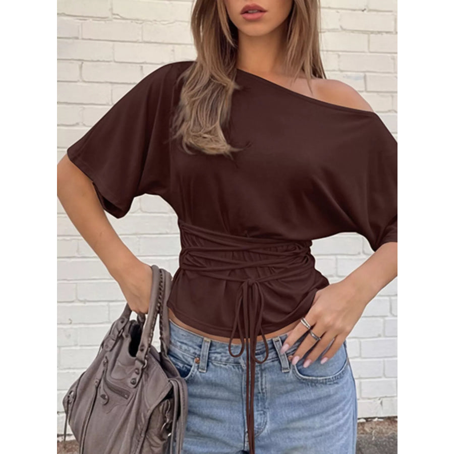 Boat Neck Short Sleeve T-Shirt Apparel and Accessories
