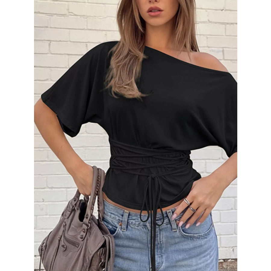 Boat Neck Short Sleeve T-Shirt Apparel and Accessories