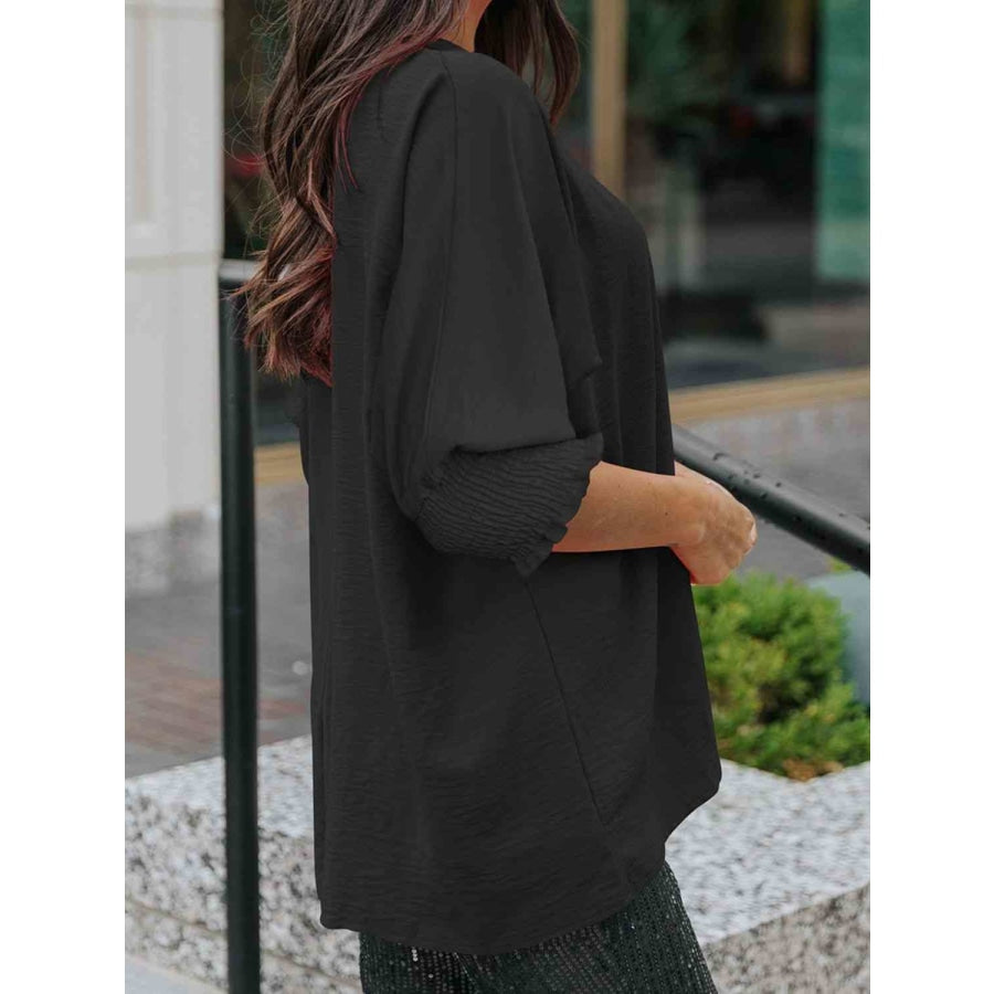 Boat Neck Three-Quarter Sleeve Blouse