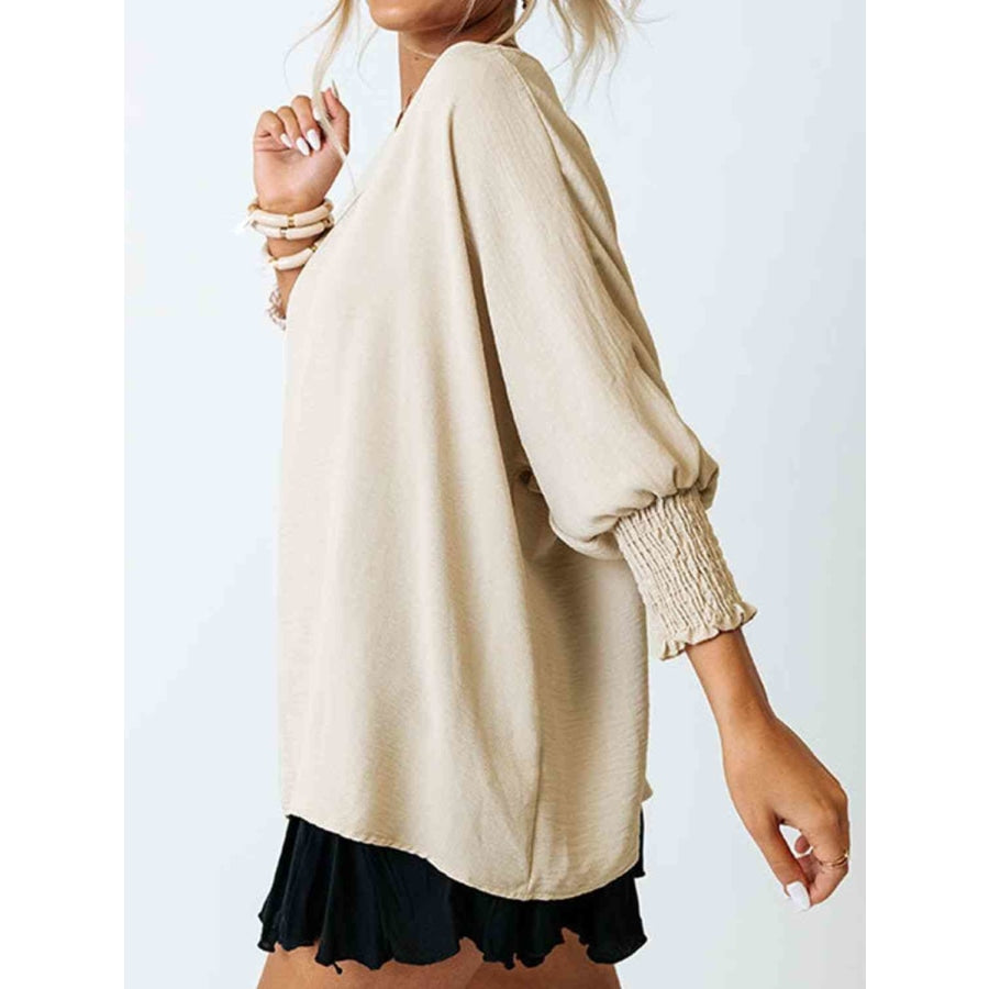 Boat Neck Three-Quarter Sleeve Blouse