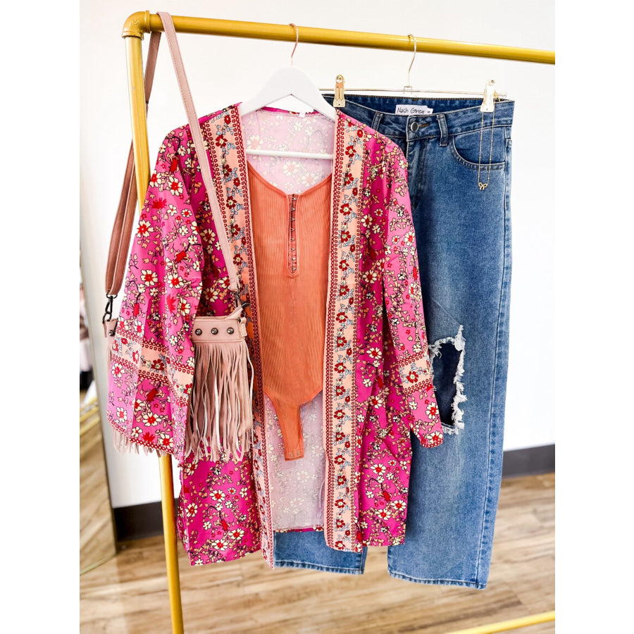 Bohemian Babe Pink Print Kimono WS 503 Other Outerwear
