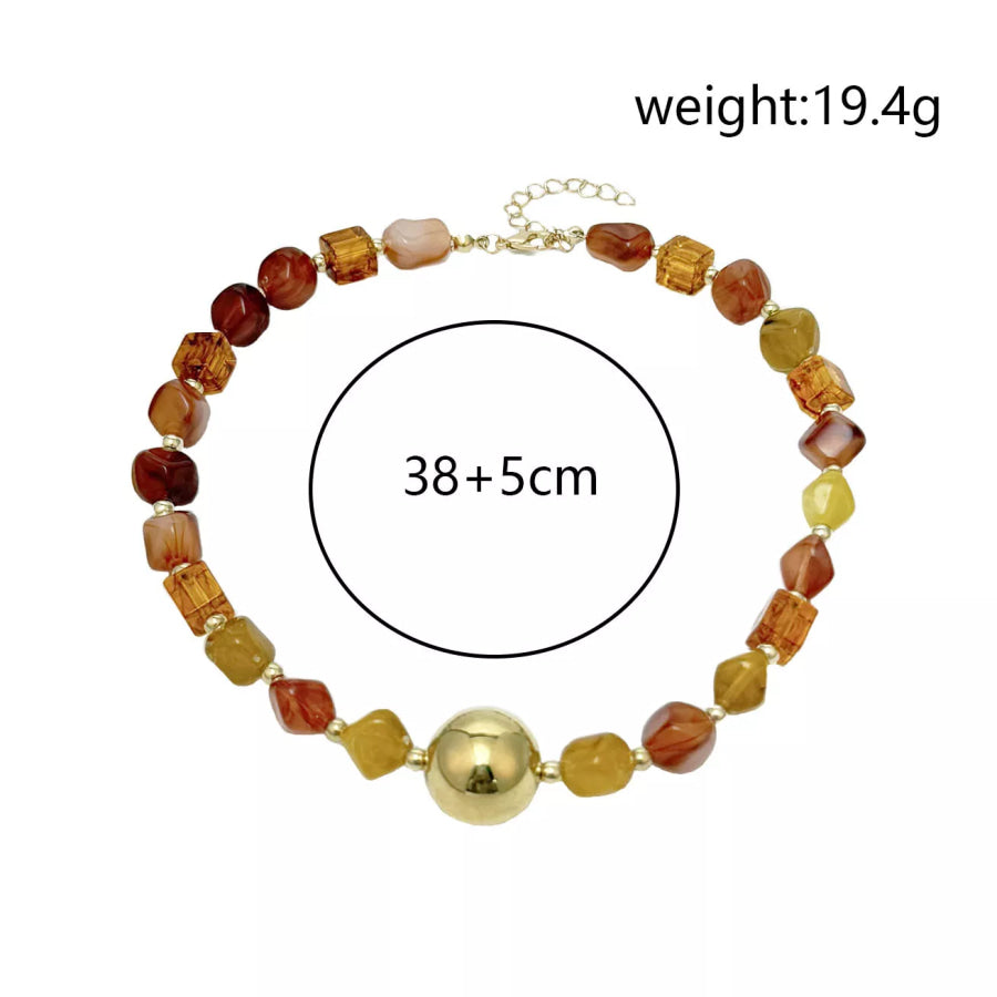Bohemian Beaded Statement Necklace with Central Gold Sphere / onesize Apparel and Accessories