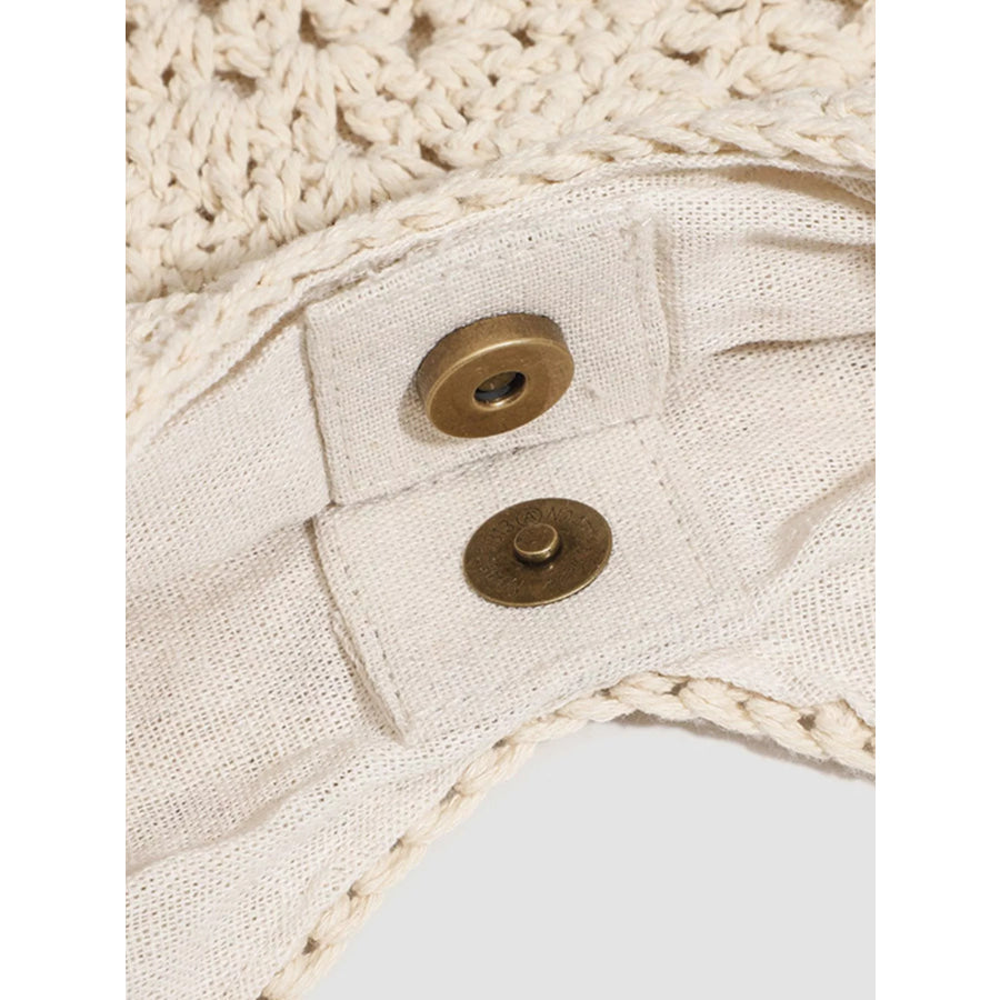 Bohemian Crochet Hollow-Out Tote Bag Off-white / onesize