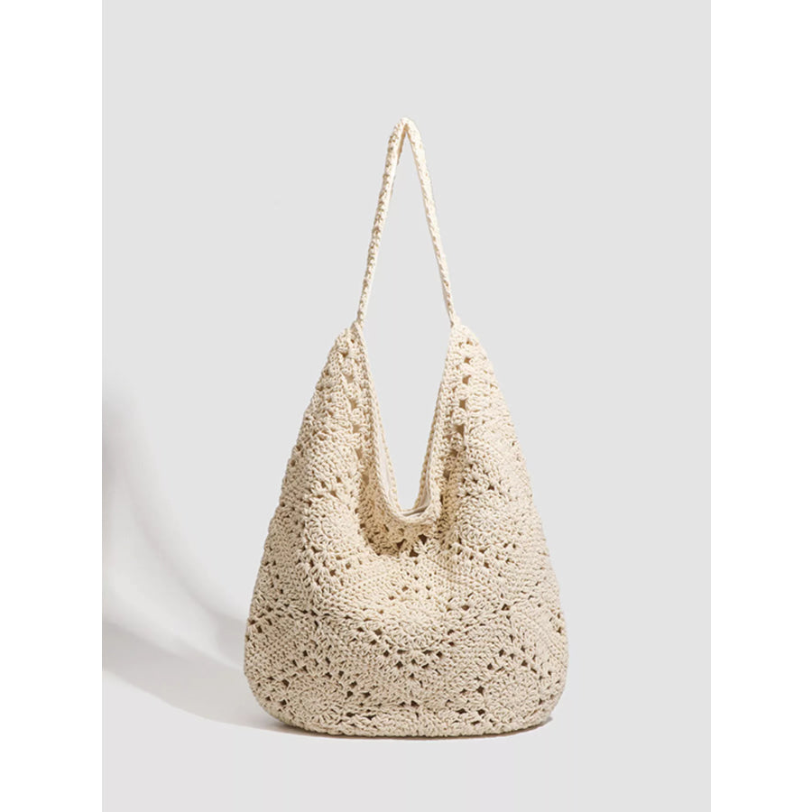 Bohemian Crochet Hollow-Out Tote Bag Off-white / onesize