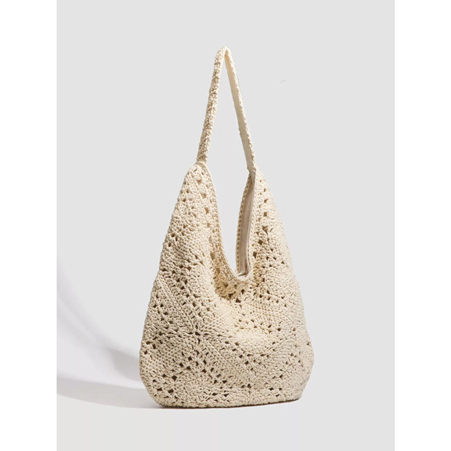 Bohemian Crochet Hollow-Out Tote Bag Off-white / onesize