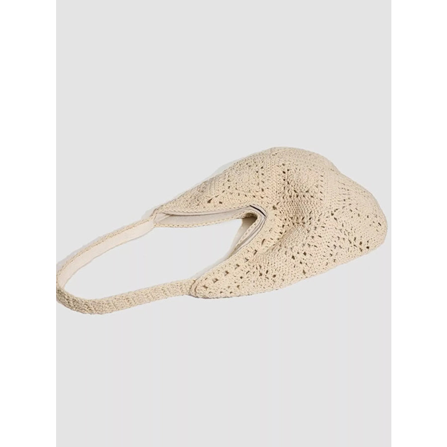 Bohemian Crochet Hollow-Out Tote Bag Off-white / onesize