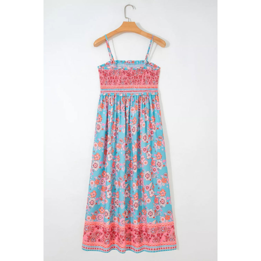 Bohemian Ethnic Print Spaghetti Straps Vacation Maxi Dress Apparel and Accessories