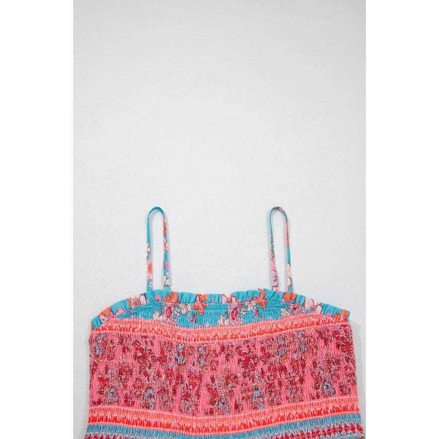 Bohemian Ethnic Print Spaghetti Straps Vacation Maxi Dress Apparel and Accessories