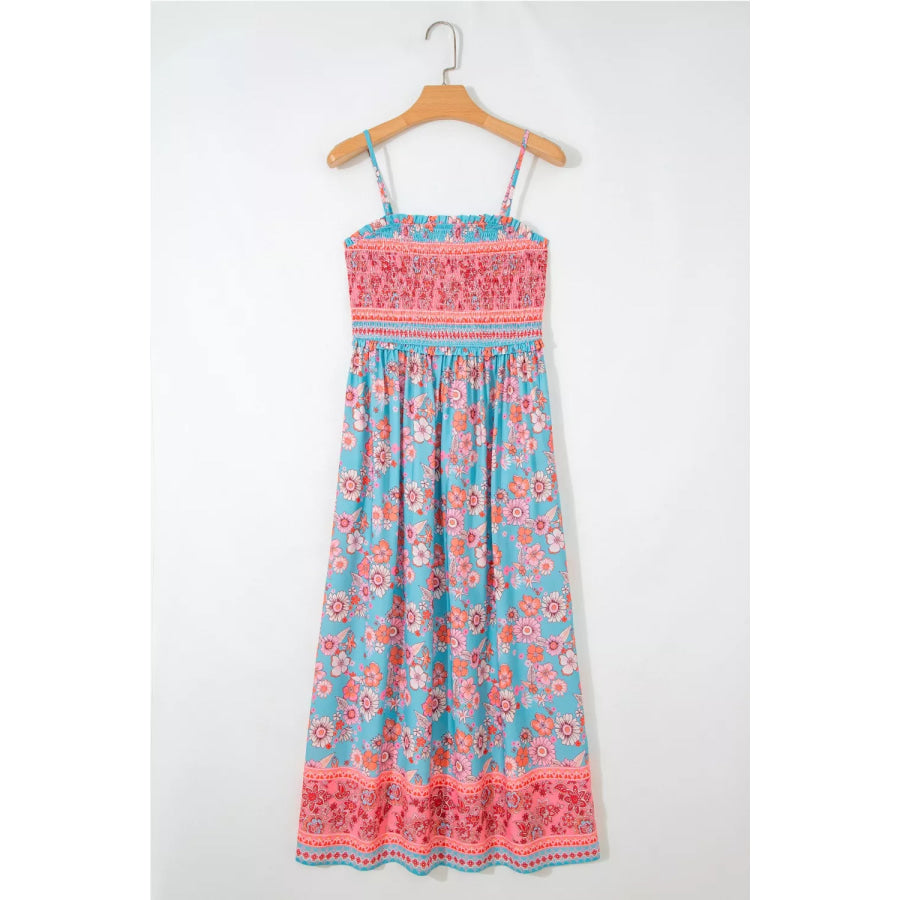Bohemian Ethnic Print Spaghetti Straps Vacation Maxi Dress Apparel and Accessories
