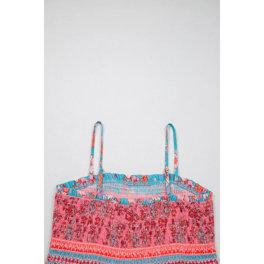 Bohemian Ethnic Print Spaghetti Straps Vacation Maxi Dress Apparel and Accessories