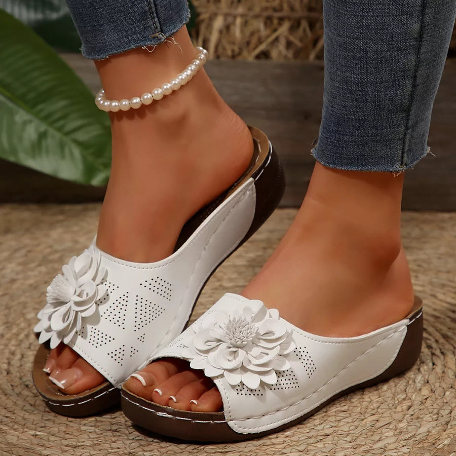 Bohemian Floral Embellished Comfortable Flat Sandals Apparel and Accessories