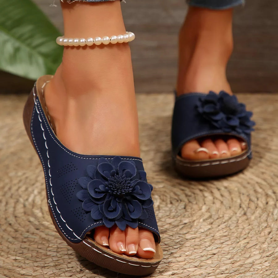 Bohemian Floral Embellished Comfortable Flat Sandals Apparel and Accessories