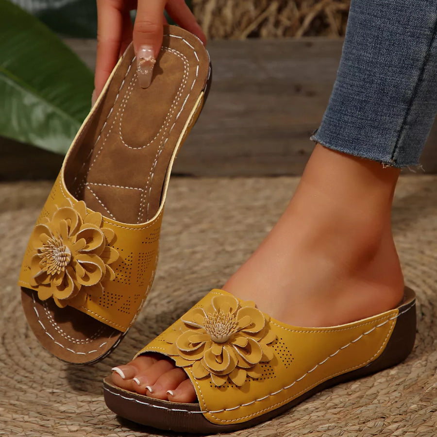 Bohemian Floral Embellished Comfortable Flat Sandals Apparel and Accessories