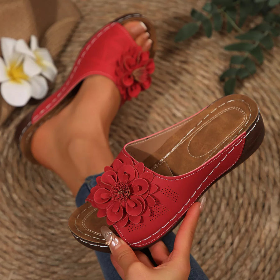 Bohemian Floral Embellished Comfortable Flat Sandals Apparel and Accessories
