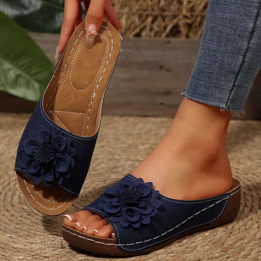 Bohemian Floral Embellished Comfortable Flat Sandals Apparel and Accessories