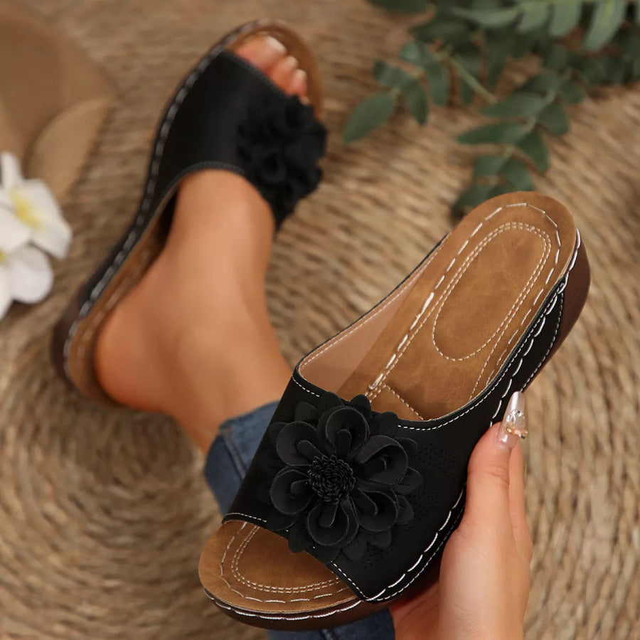 Bohemian Floral Embellished Comfortable Flat Sandals Apparel and Accessories