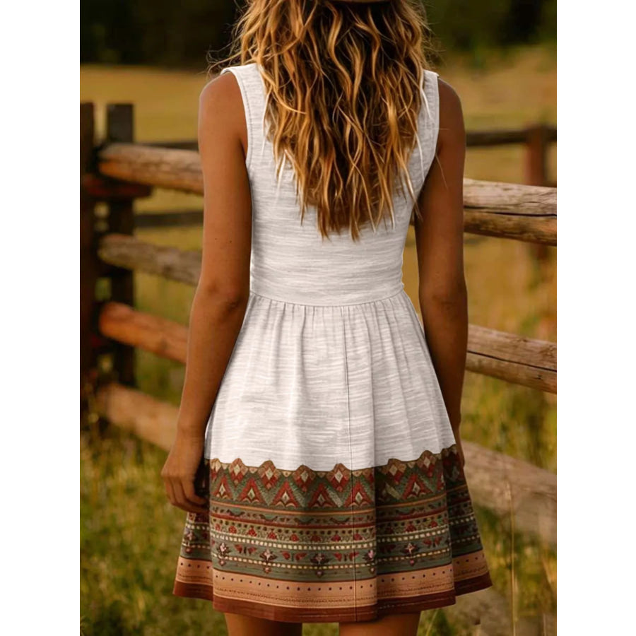 Bohemian Print Sleeveless Mini Dress Apparel and Accessories