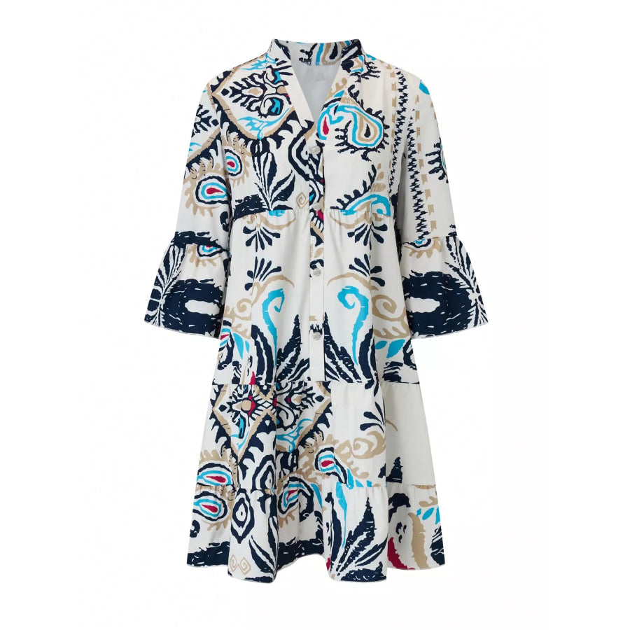 Bohemian Print Tiered Mini Dress Apparel and Accessories