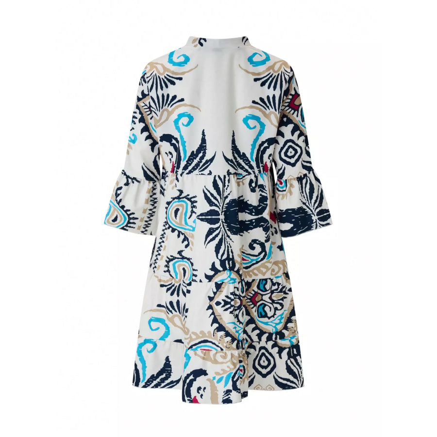 Bohemian Print Tiered Mini Dress Apparel and Accessories