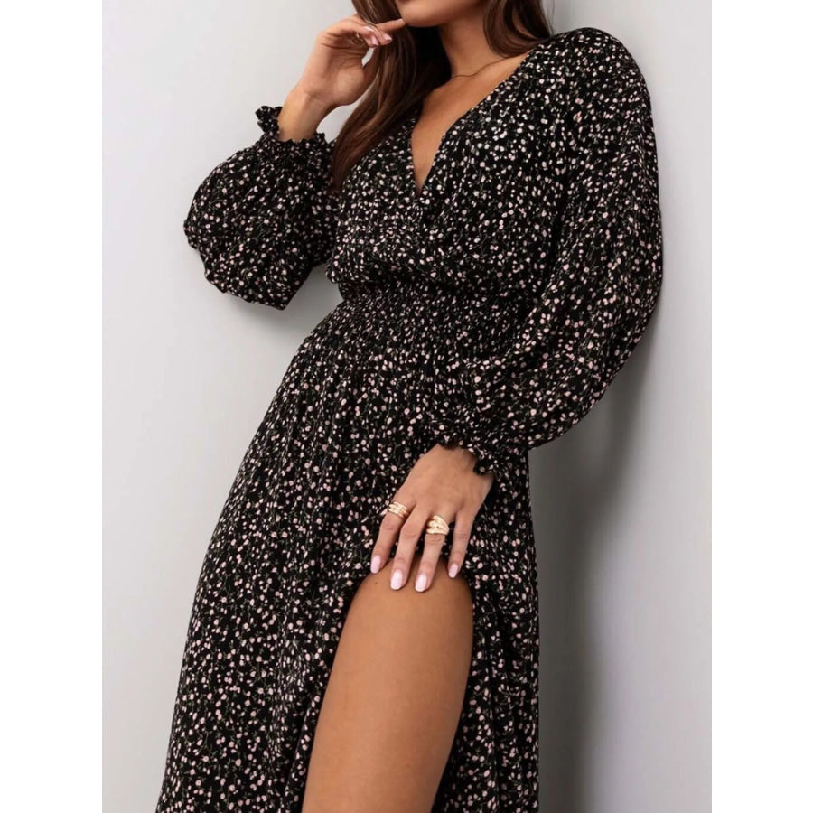 Bohemian Printed Maxi Dress with Plunging Neckline Apparel and Accessories
