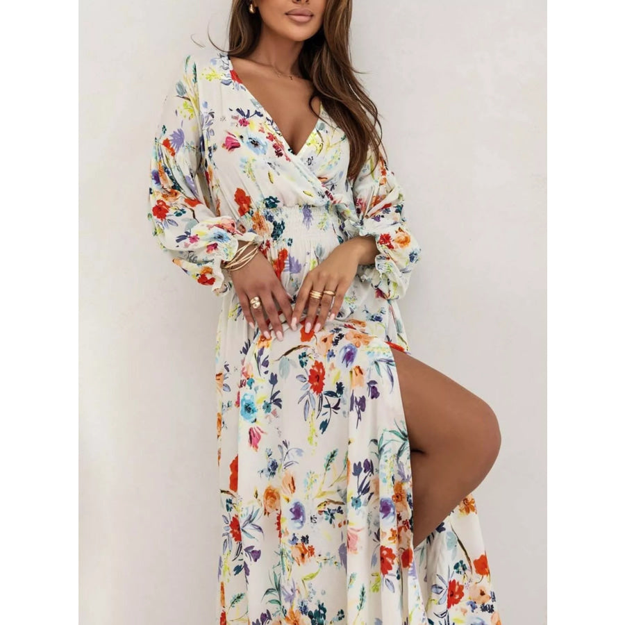 Bohemian Printed Maxi Dress with Plunging Neckline Apparel and Accessories