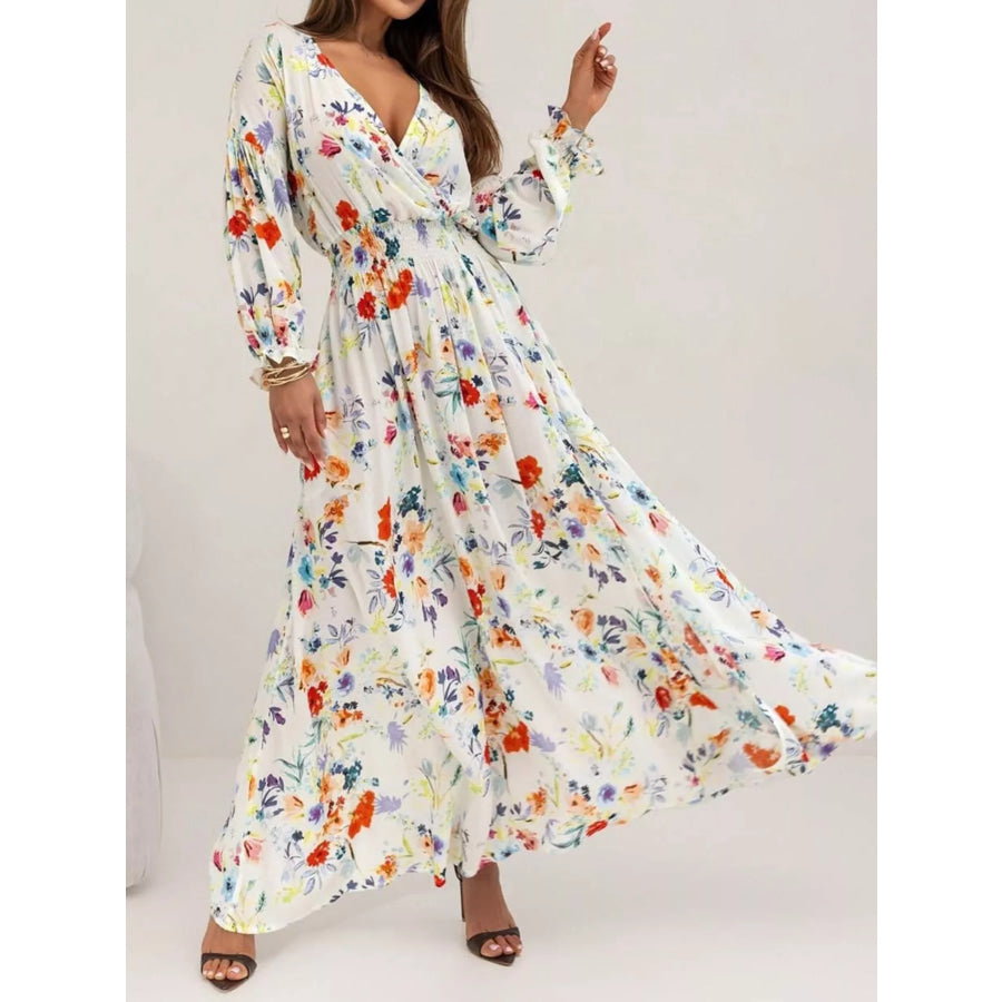 Bohemian Printed Maxi Dress with Plunging Neckline Apparel and Accessories
