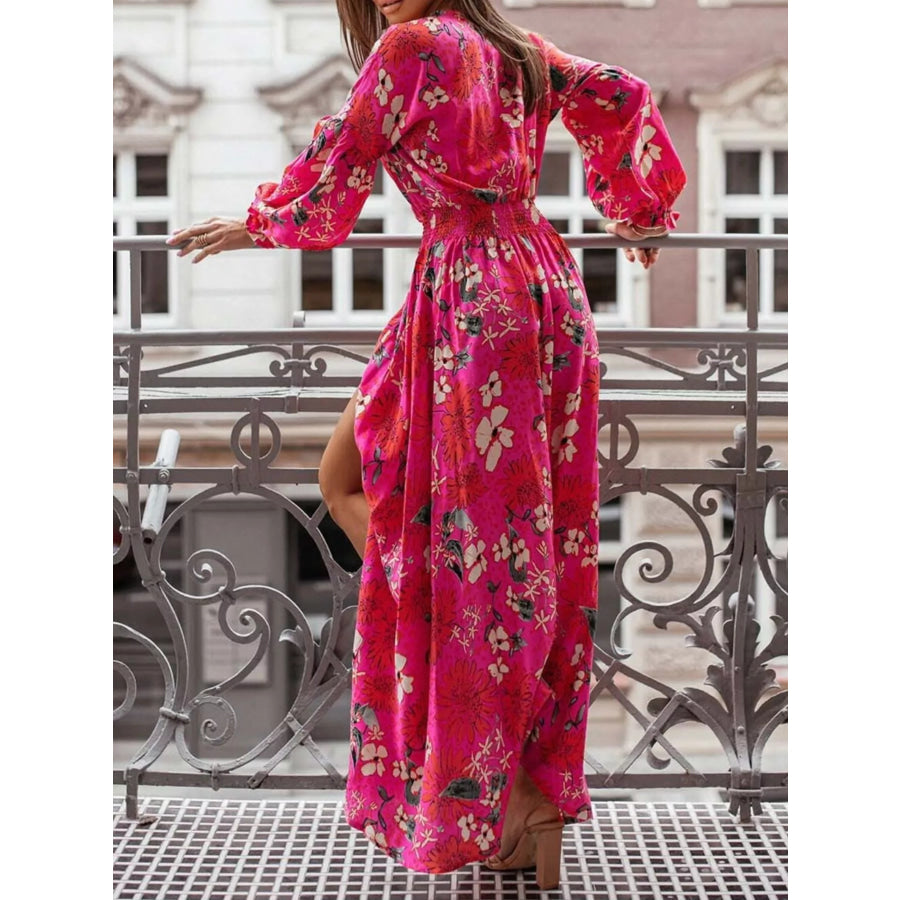 Bohemian Printed Maxi Dress with Plunging Neckline Apparel and Accessories