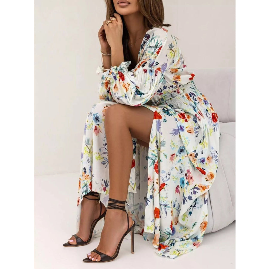 Bohemian Printed Maxi Dress with Plunging Neckline Apparel and Accessories