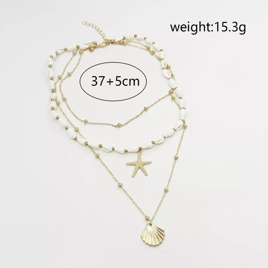 Bohemian Seashell Layered Necklace Gold / onesize Apparel and Accessories