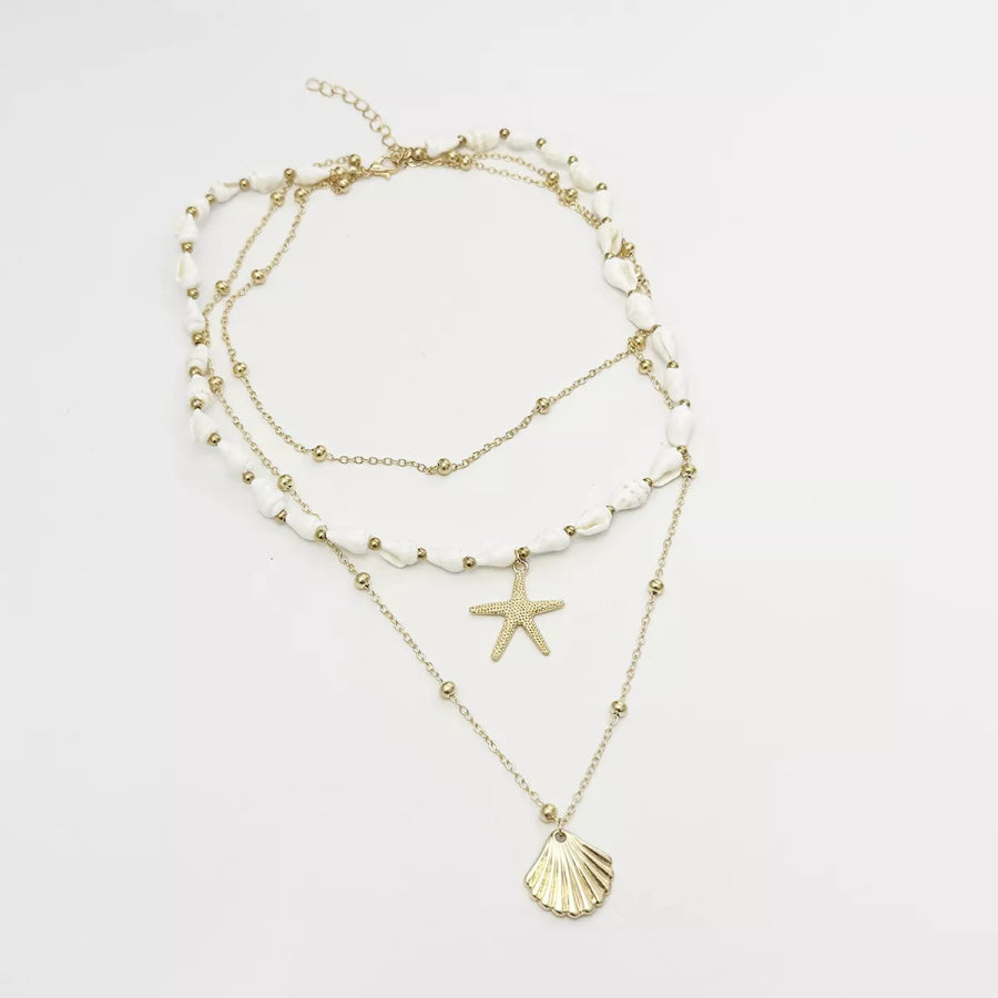 Bohemian Seashell Layered Necklace Gold / onesize Apparel and Accessories