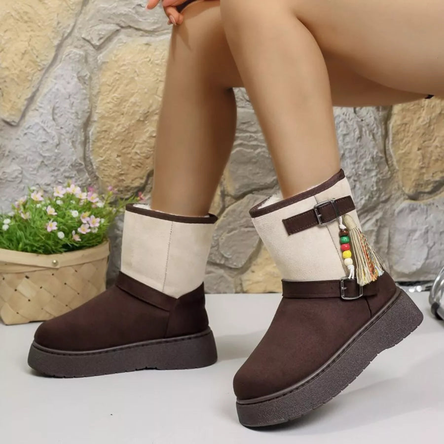 Bohemian Style Ankle Boots with Tassel Decor Apparel and Accessories