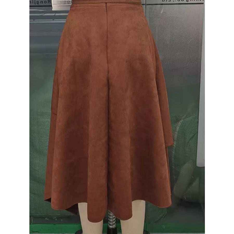 Bohemian Suede Wrap Skirt with Tassel Accents Dark Brown / S Apparel and Accessories