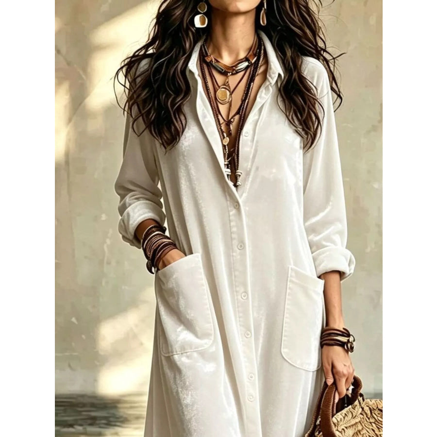 Bohemian Velvet Button-Down Maxi Dress Apparel and Accessories