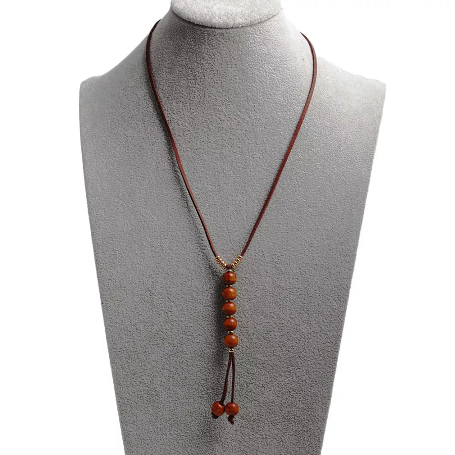 Bohemian Wooden Bead Pendant Long Necklace Caramel / onesize Apparel and Accessories