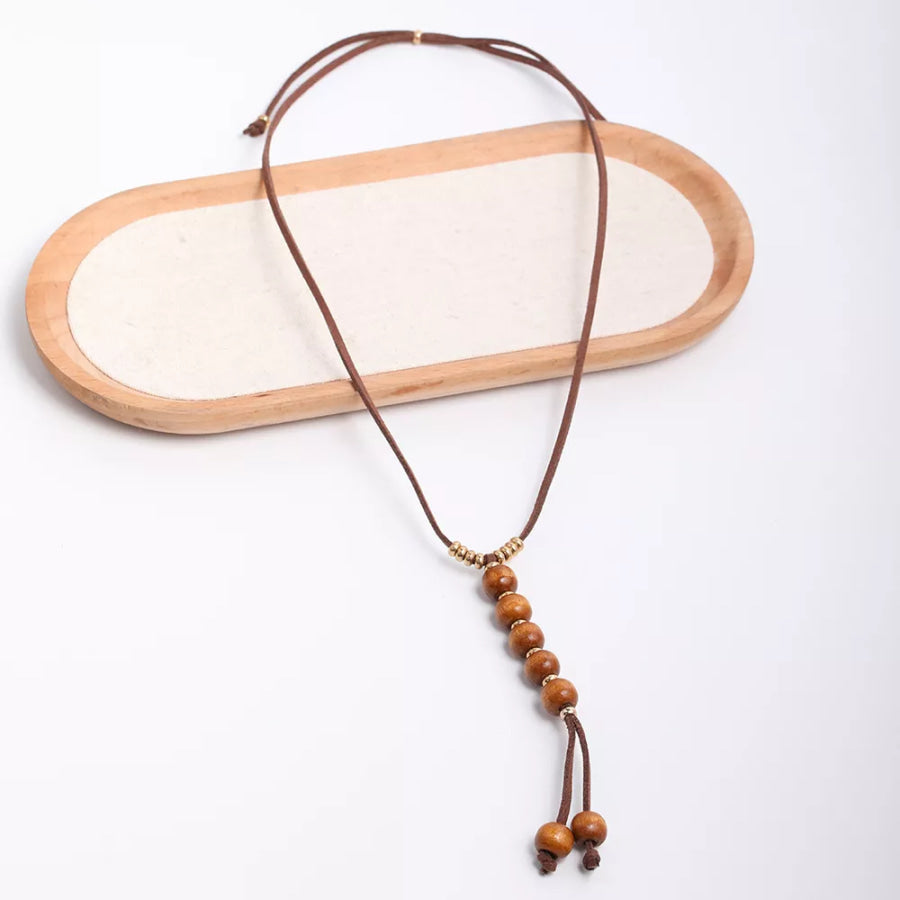 Bohemian Wooden Bead Pendant Long Necklace Caramel / onesize Apparel and Accessories