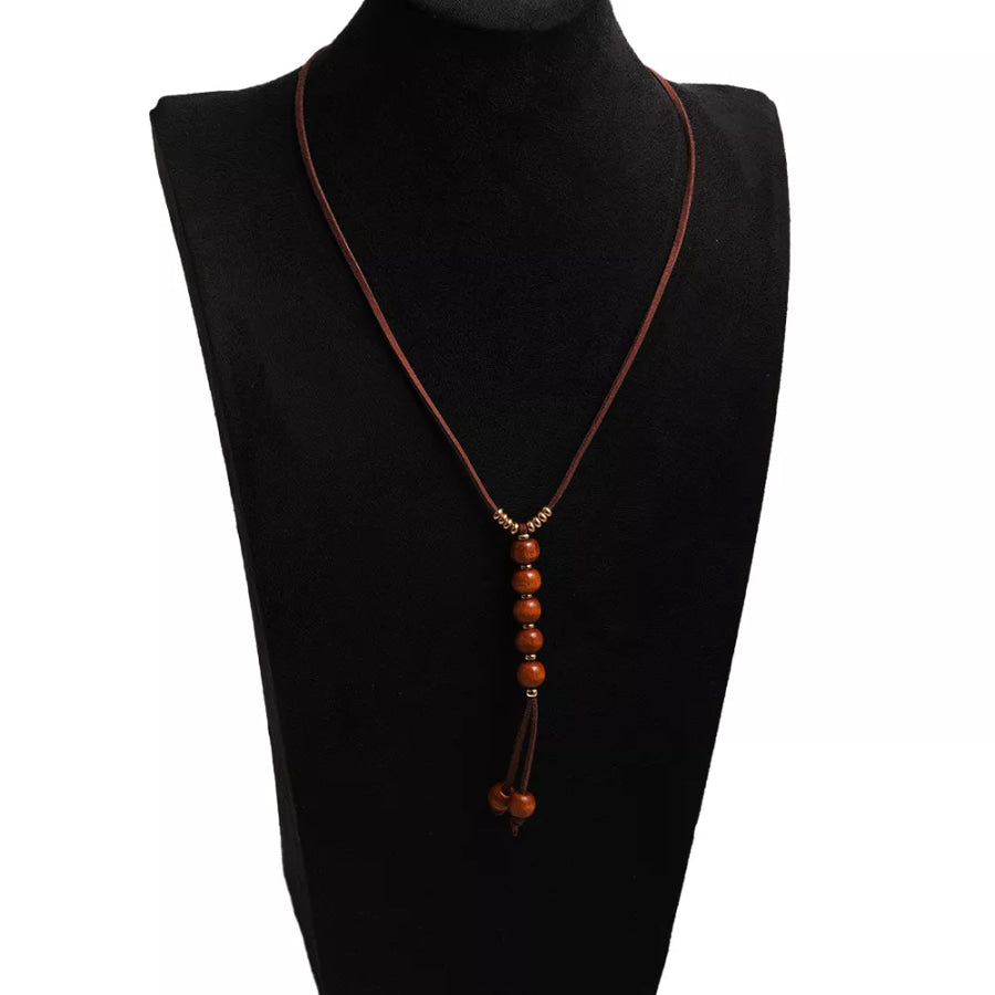 Bohemian Wooden Bead Pendant Long Necklace Caramel / onesize Apparel and Accessories