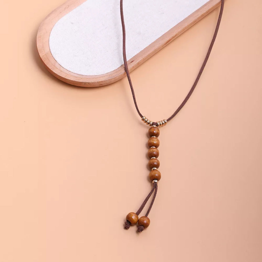 Bohemian Wooden Bead Pendant Long Necklace Caramel / onesize Apparel and Accessories