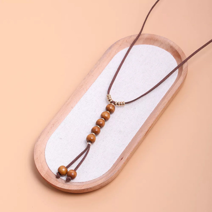 Bohemian Wooden Bead Pendant Long Necklace Caramel / onesize Apparel and Accessories