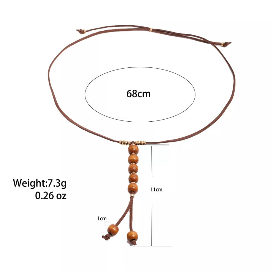 Bohemian Wooden Bead Pendant Long Necklace Caramel / onesize Apparel and Accessories