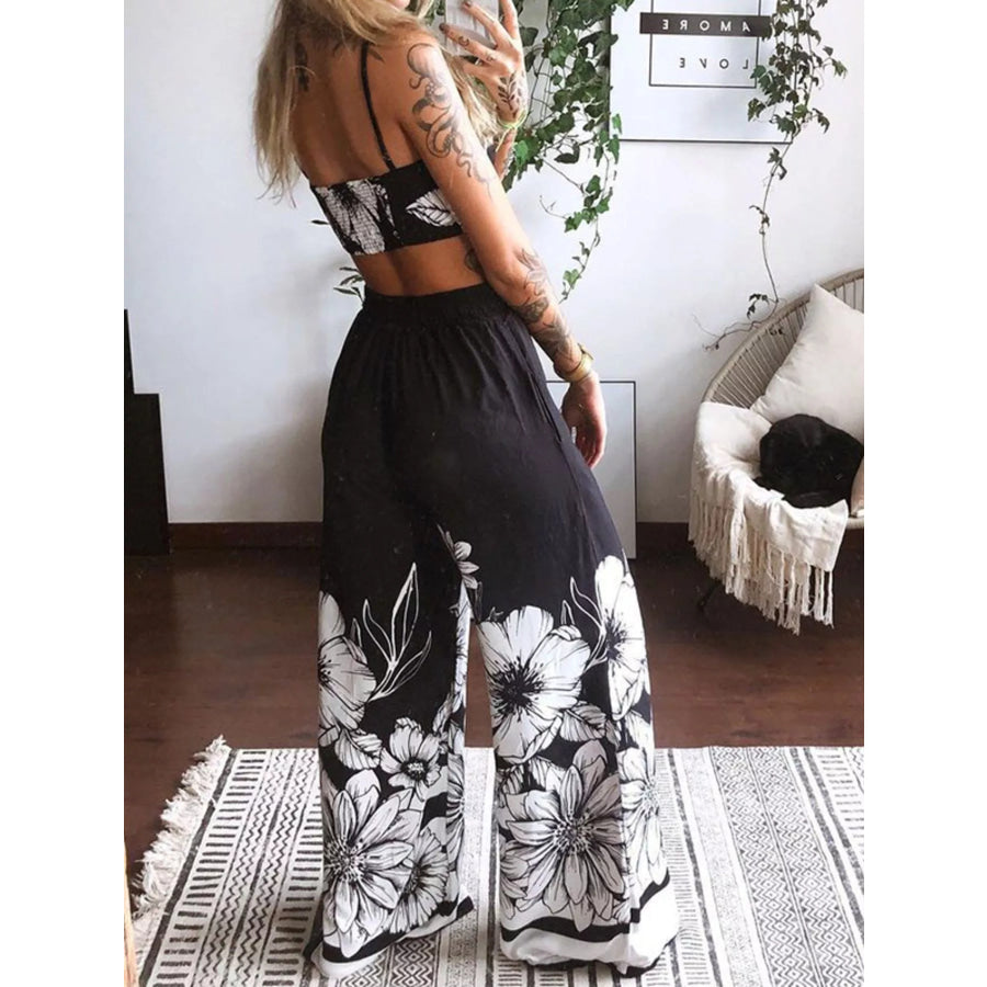 Boho Butterfly Print Top and Pants Set Apparel and Accessories