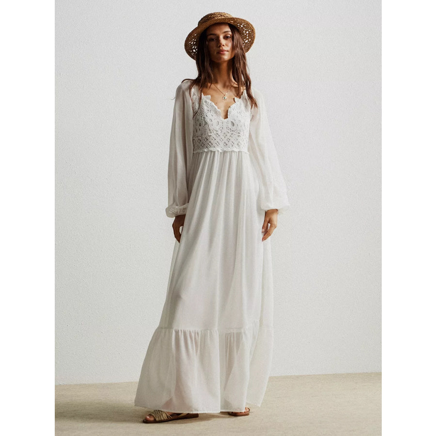 Boho Chic Crochet Lace Maxi Dress White / S Apparel and Accessories
