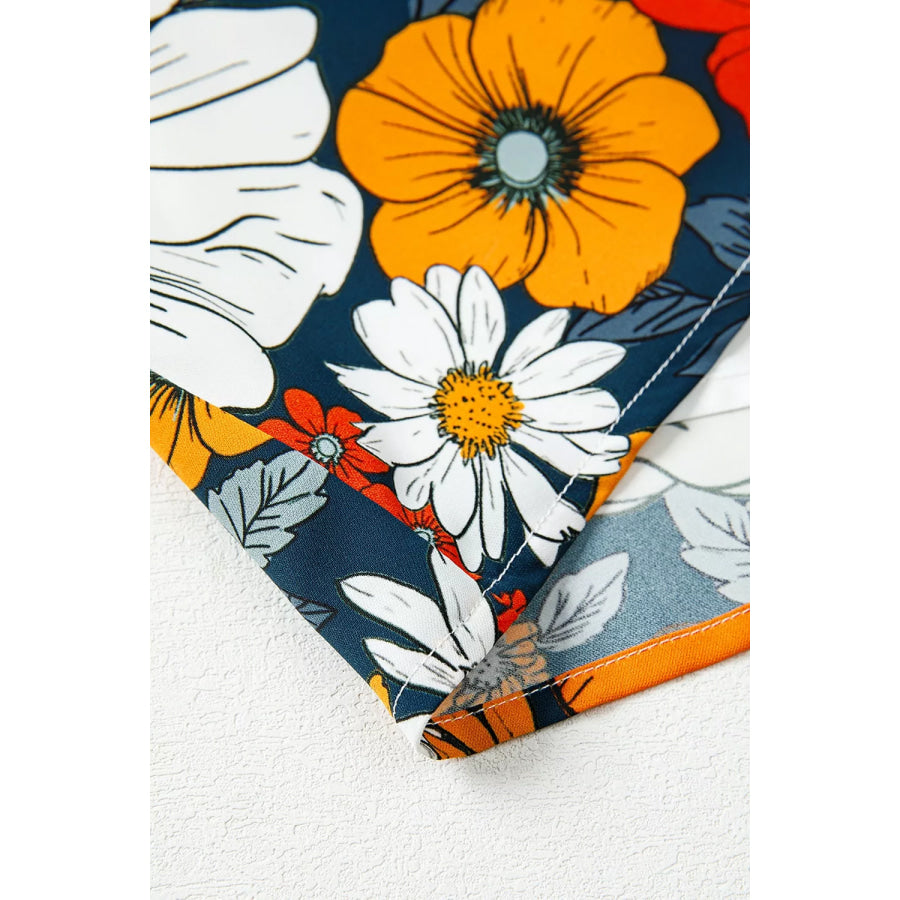 Boho Floral Print V-Neck Mini Dress with Pockets Apparel and Accessories