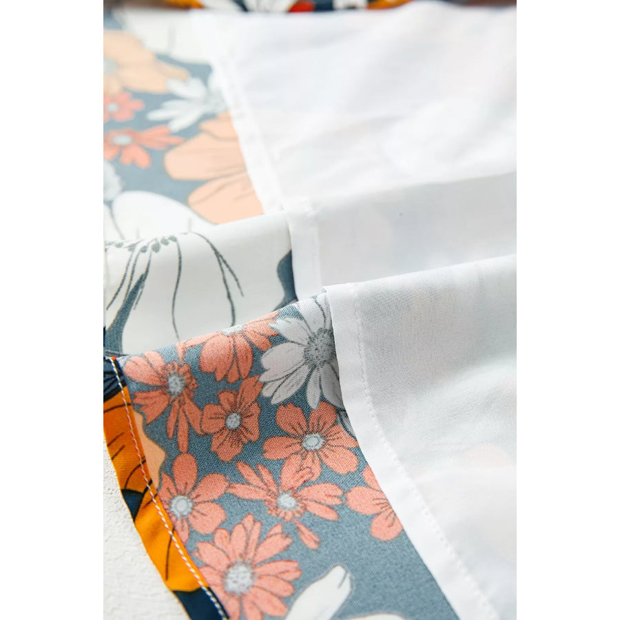 Boho Floral Print V-Neck Mini Dress with Pockets Apparel and Accessories