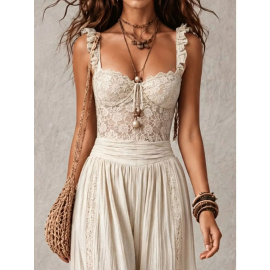 Boho Lace Corset Bodice Jumpsuit with Harem Pants Apparel and Accessories