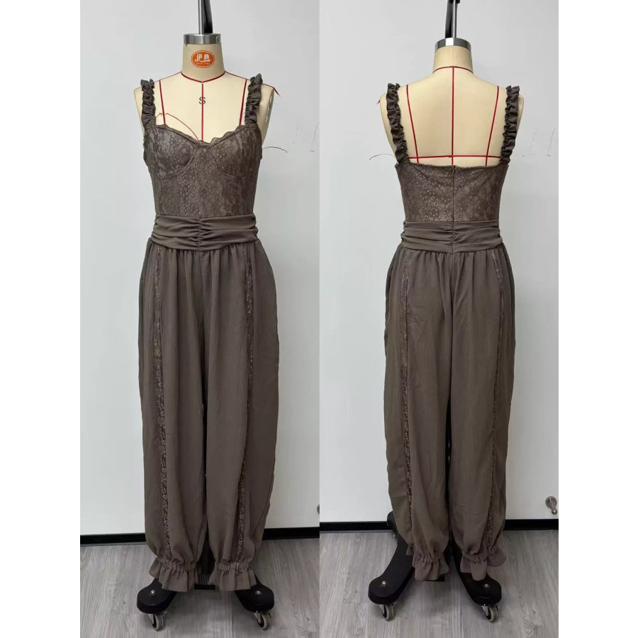 Boho Lace Corset Bodice Jumpsuit with Harem Pants Apparel and Accessories