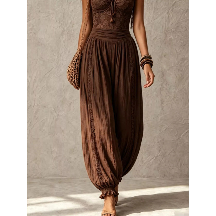 Boho Lace Corset Bodice Jumpsuit with Harem Pants Apparel and Accessories
