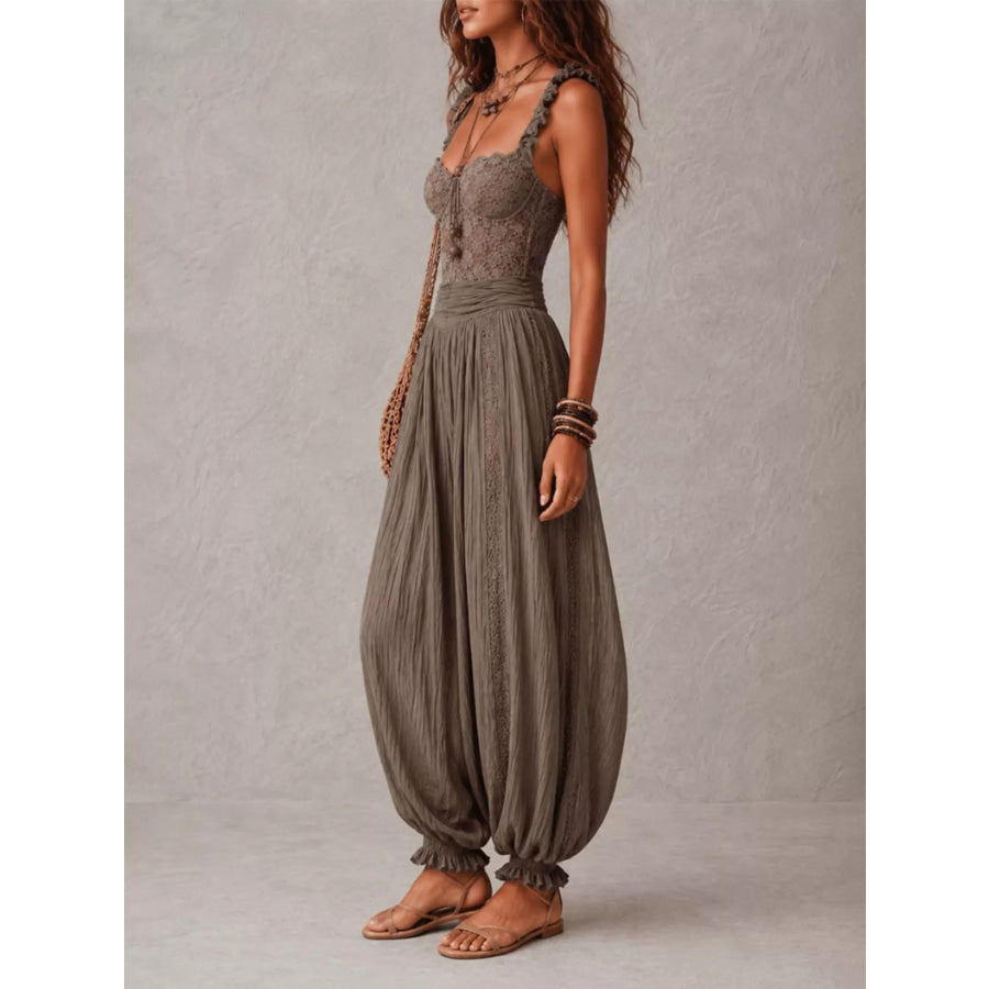 Boho Lace Corset Bodice Jumpsuit with Harem Pants Apparel and Accessories